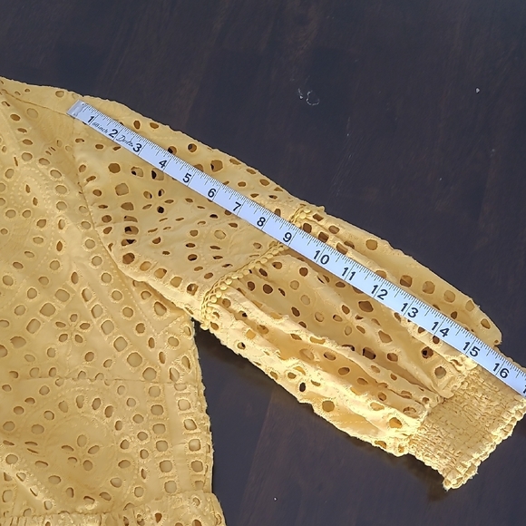 Chico's Mustard Eyelet Midi Dress Size 12 - Picture 10 of 11